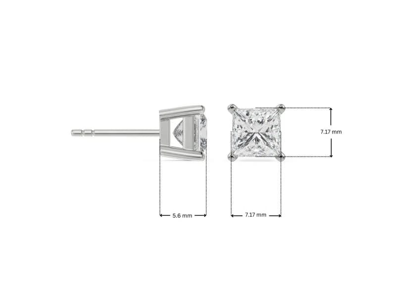 1 CT Timeless Princess Lab Grown Diamond Solitaire Studs