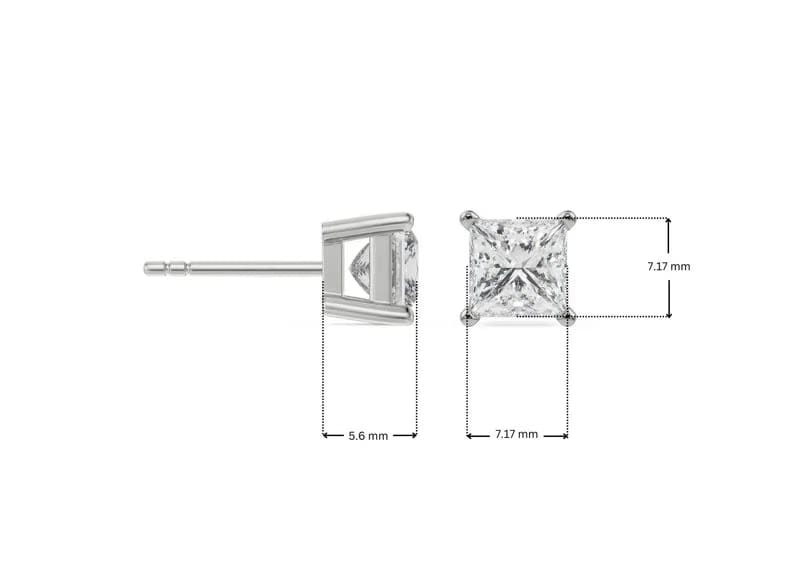 1 CT Timeless Princess Lab Grown Diamond Solitaire Studs 9KT