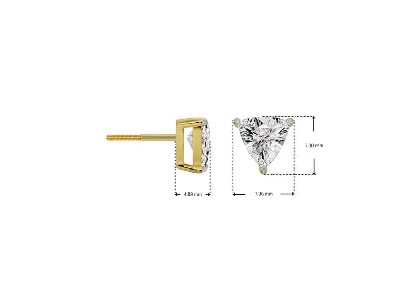 1 CT Trillion Curved Solitaire Lab Diamond Studs