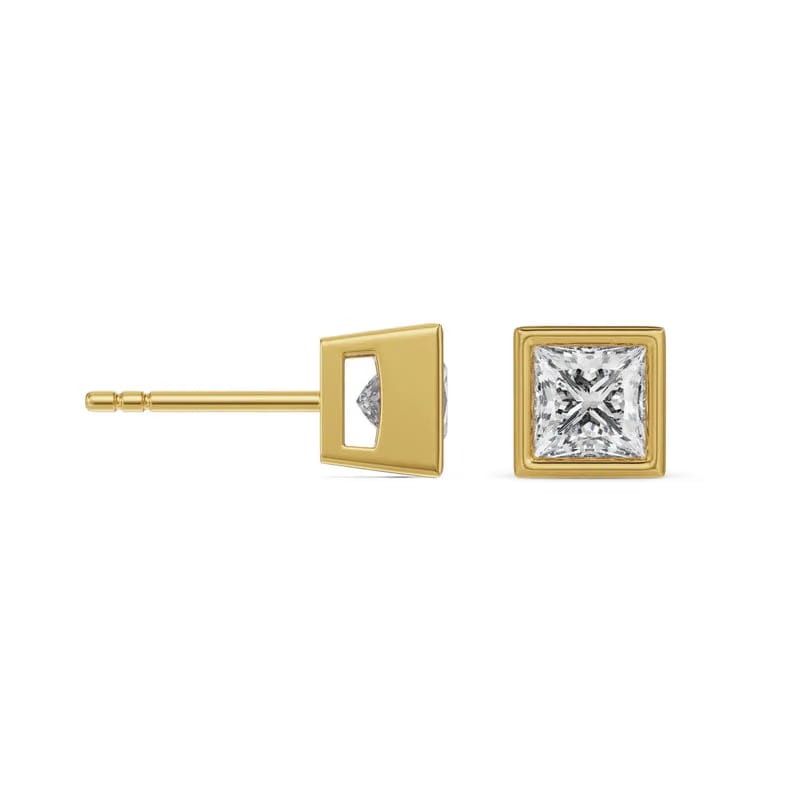 1.5 CT Bezel Princess Lab Grown Diamond Solitaire Studs