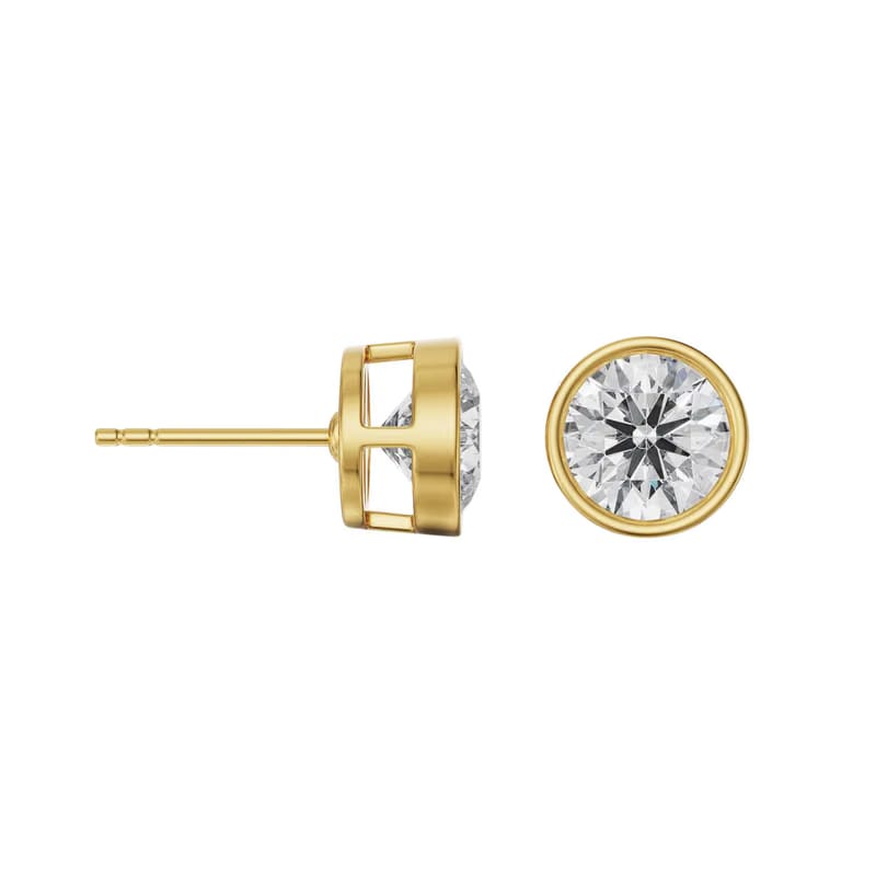 1.5 CT Classic Bezel Lab Grown Diamond Solitaire Studs