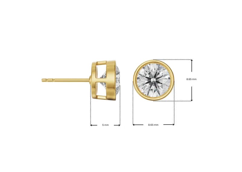 1.5 CT Classic Bezel Lab Grown Diamond Solitaire Studs