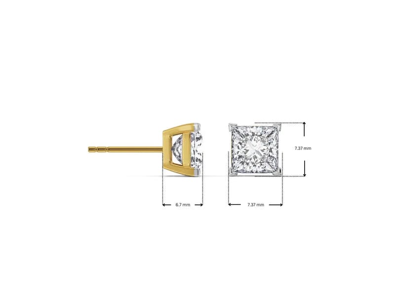 1.5 CT Classic Square Lab Diamond Studs 9KT