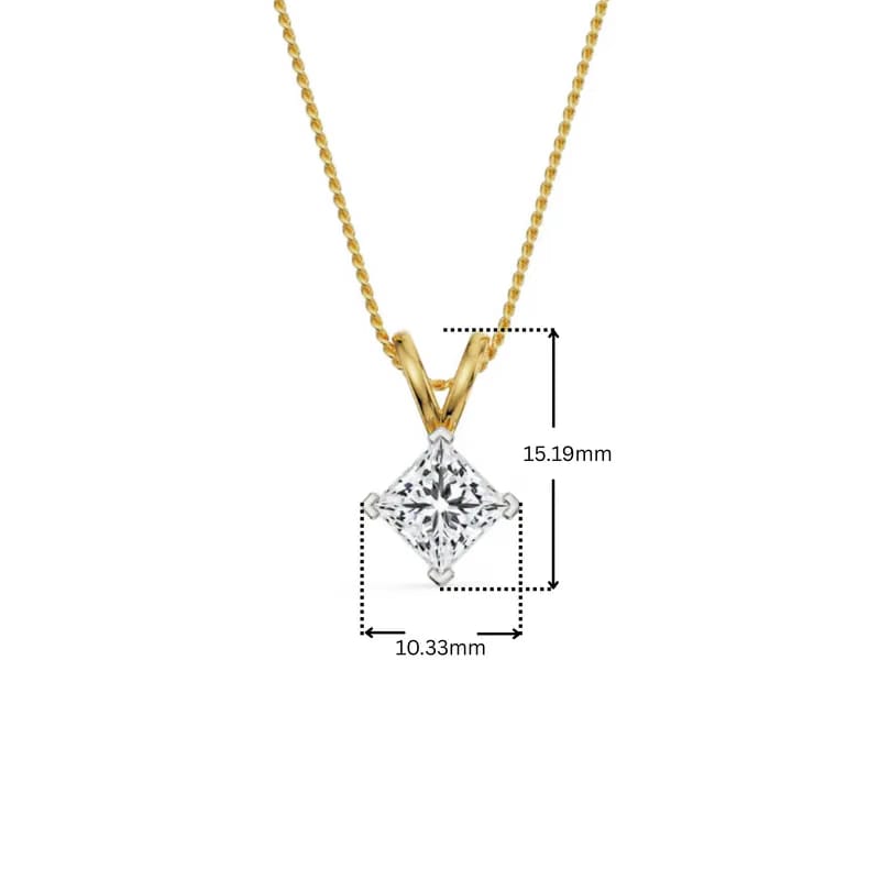1.5 CT Princess Lab Grown Diamond Pendant
