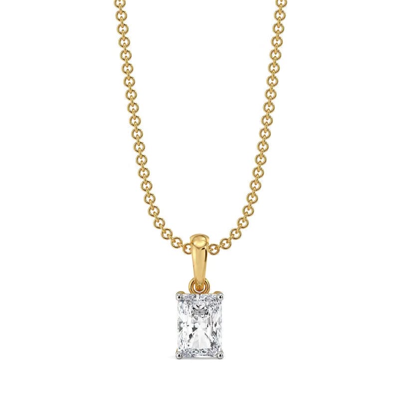 1CT Radiant Lab Grown Diamond Solitaire Pendant 9KT