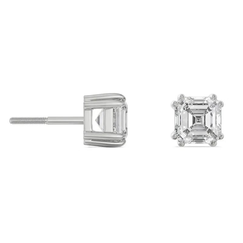 2 CT Asscher Lab Grown Diamond Studs