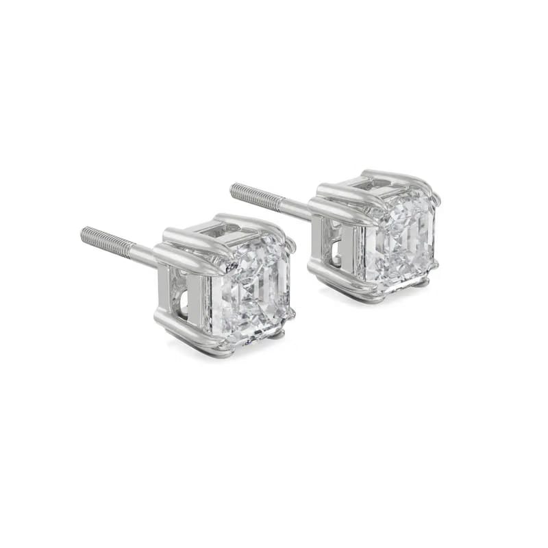 2 CT Asscher Lab Grown Diamond Studs