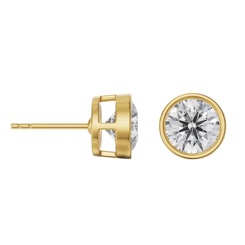 2 CT Classic Bezel Lab Grown Diamond Solitaire Studs