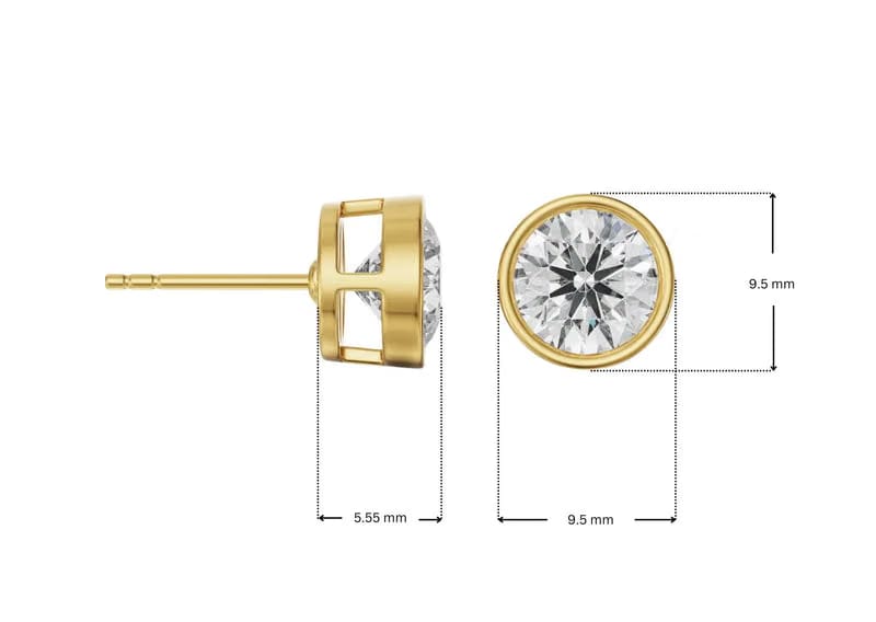2 CT Classic Bezel Lab Grown Diamond Solitaire Studs