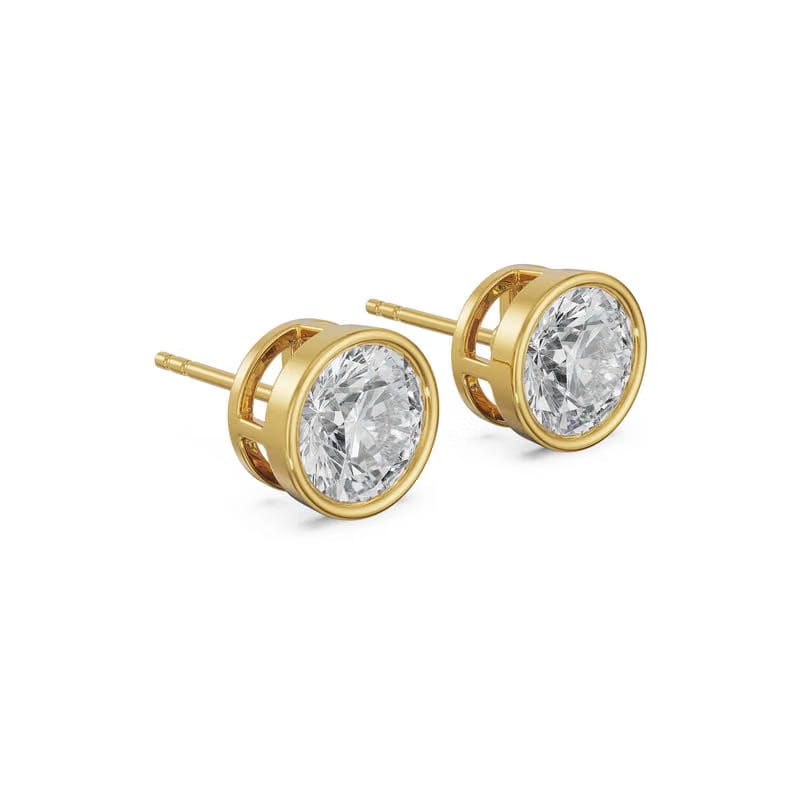 2 CT Classic Bezel Lab Grown Diamond Solitaire Studs 9KT