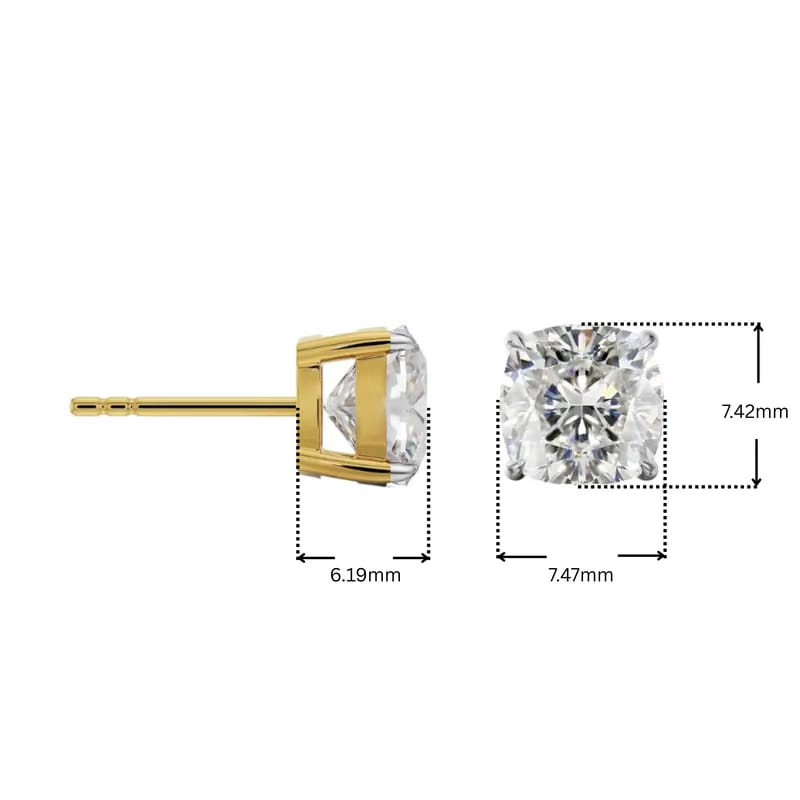 2 CT Cushion Diamond Studs