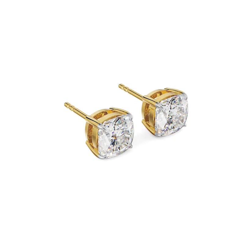 2 CT Cushion Diamond Studs 9KT