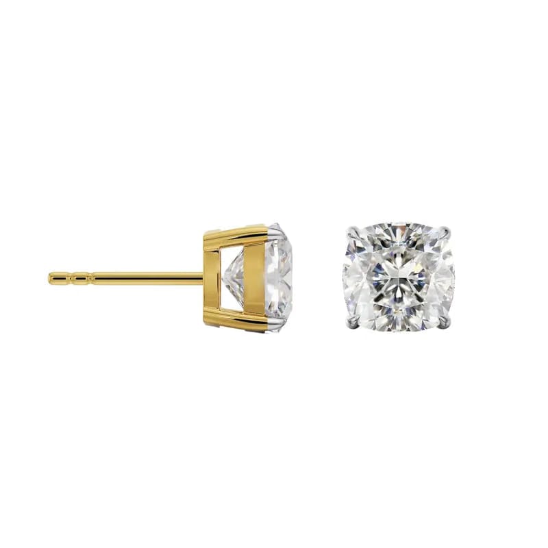 2 CT Cushion Diamond Studs 9KT