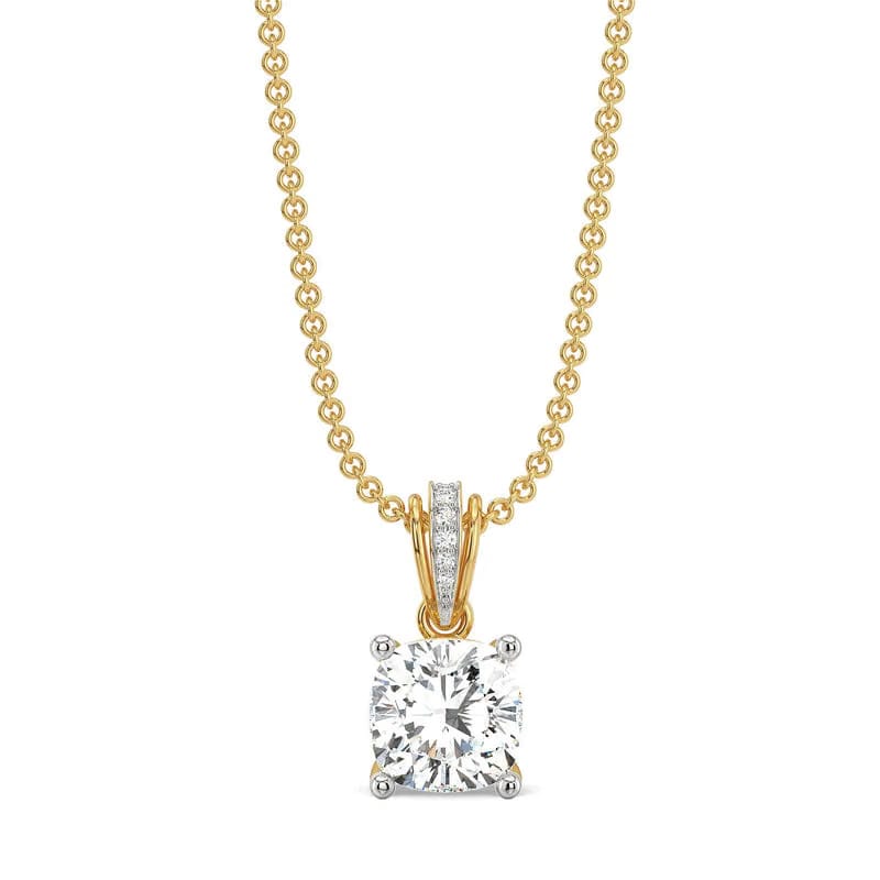 2 CT Cushion Lab Grown Diamond Solitaire Pendant
