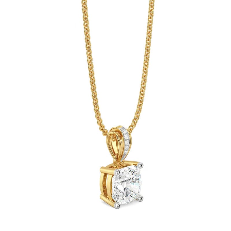 2 CT Cushion Lab Grown Diamond Solitaire Pendant