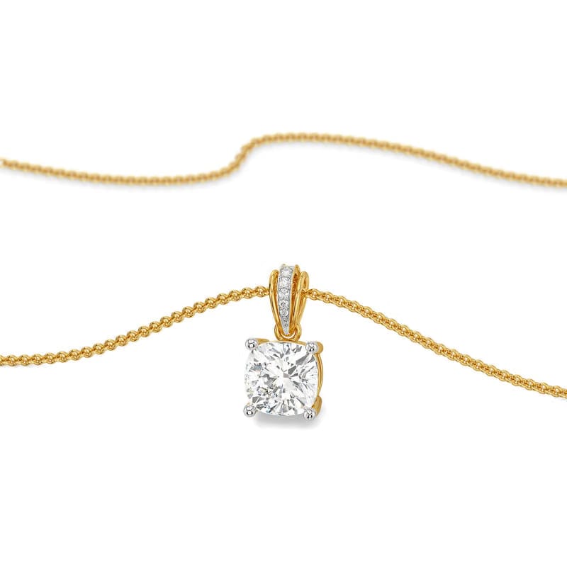 2 CT Cushion Lab Grown Diamond Solitaire Pendant 9KT