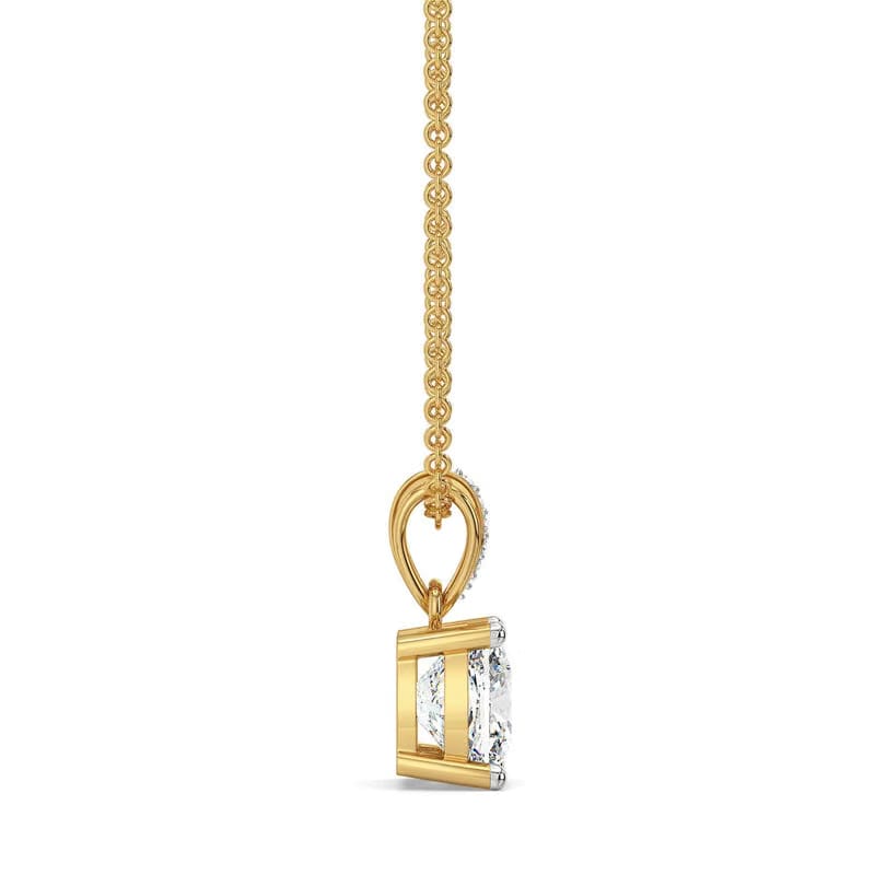 2 CT Cushion Lab Grown Diamond Solitaire Pendant 9KT