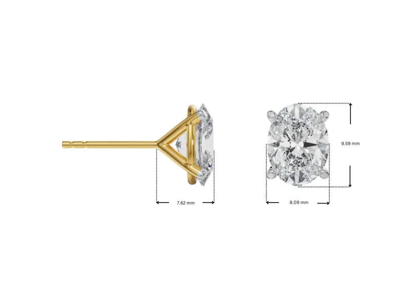 2 CT Oval Solitaire Lab Grown Diamond Studs 9KT