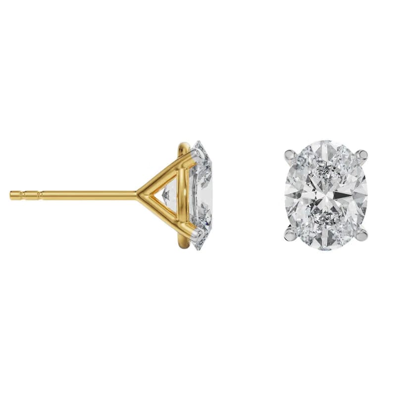 2 CT Oval Solitaire Lab Grown Diamond Studs 9KT
