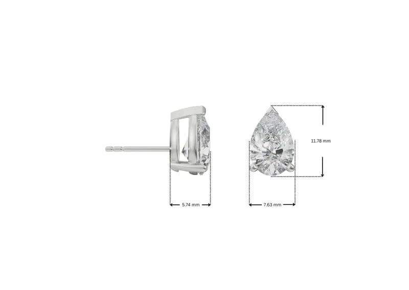 2 CT Pear Solitaire Lab Grown Diamond Studs