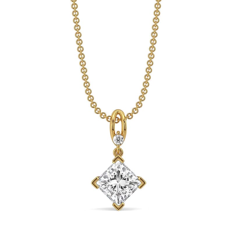 2 CT Pretty Princess Solitaire Lab Diamond Pendant 9KT