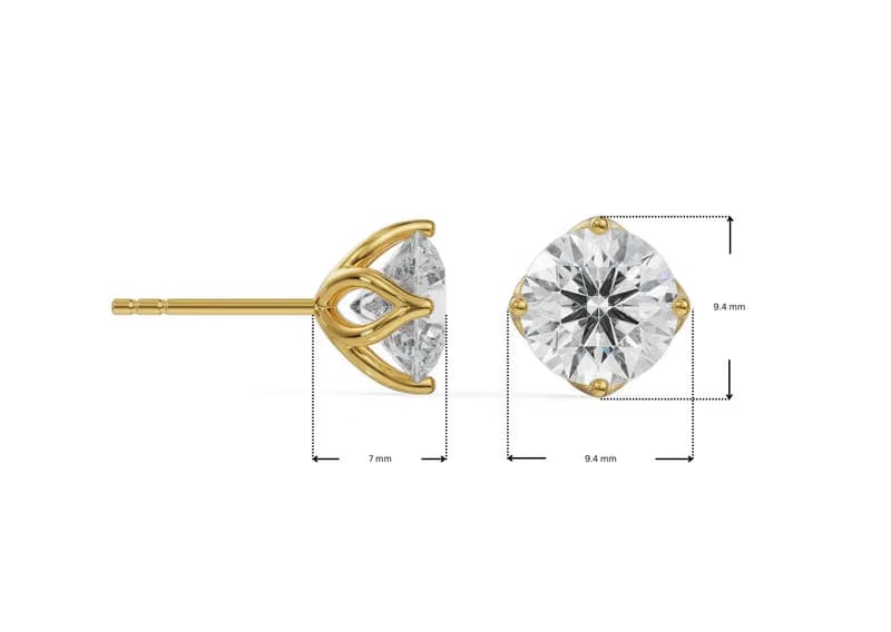 2 CT Timeless Lab Grown Diamond Solitaire Studs 9KT