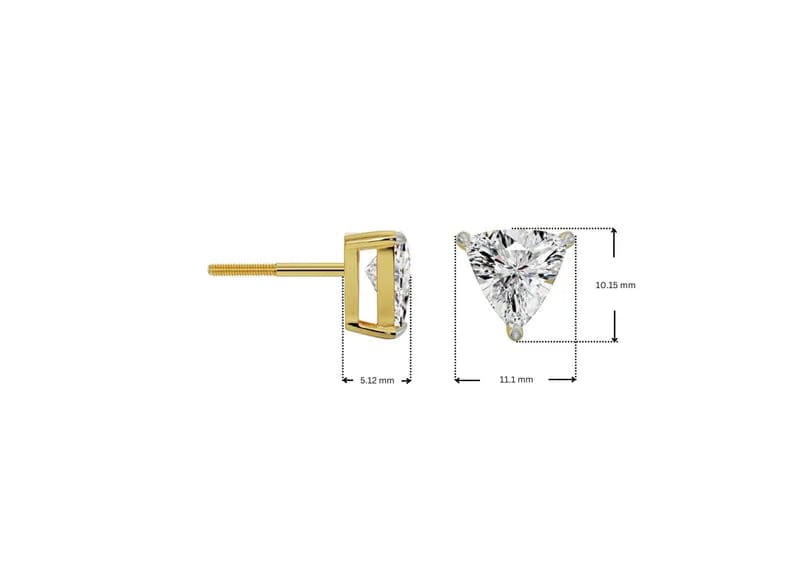 2 CT Trillion Curved Solitaire Lab Diamond Studs 9KT