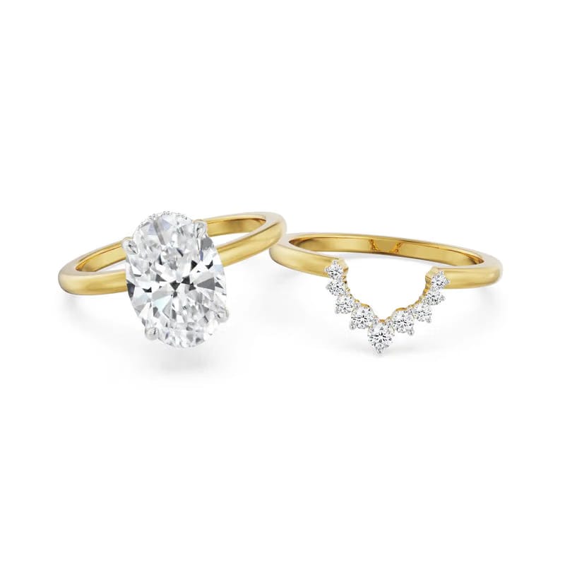 2 CT Vintage Oval Lab Diamond Ring 9KT