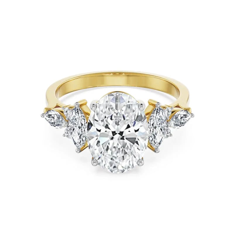 2.5 CT Sunflare Oval Lab Grown Diamond Ring 9KT
