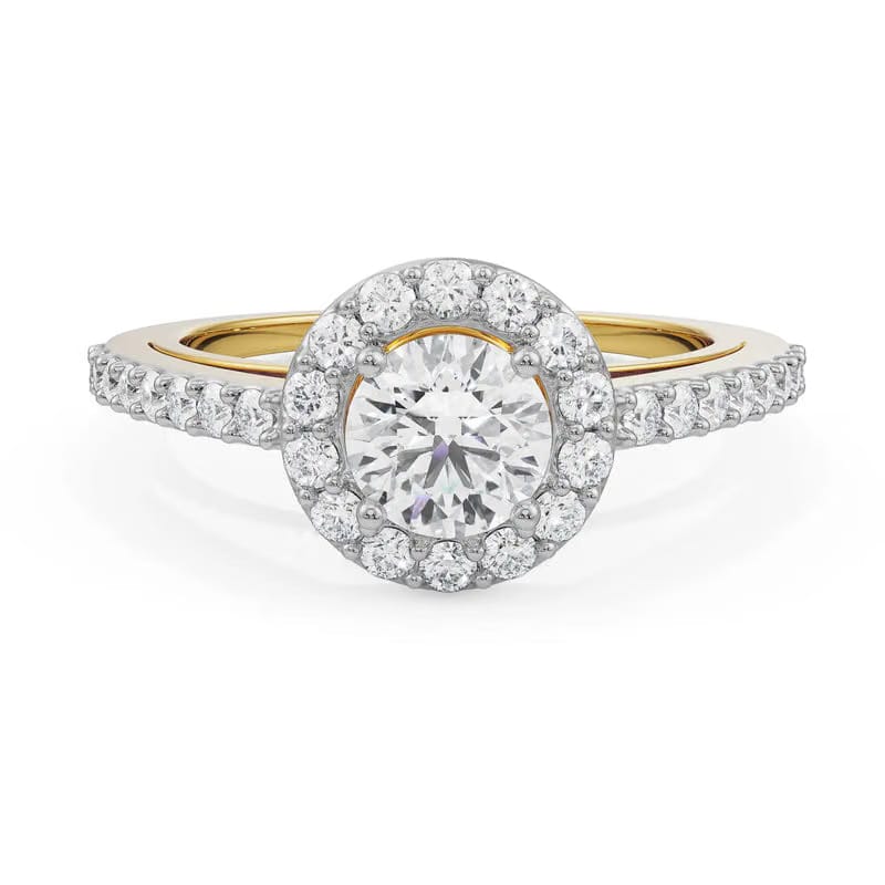 Alisen Round Halo Lab Grown Diamond Solitaire Ring