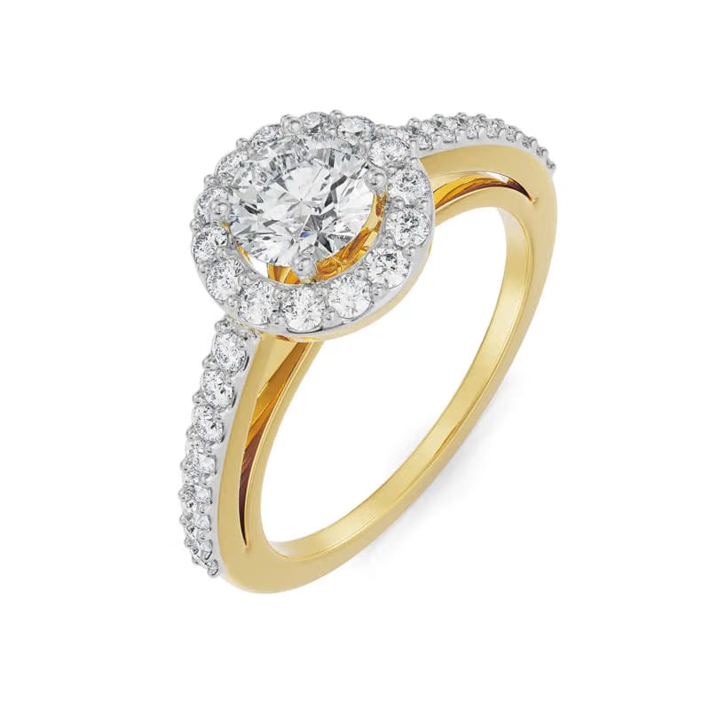 Alisen Round Halo Lab Grown Diamond Solitaire Ring