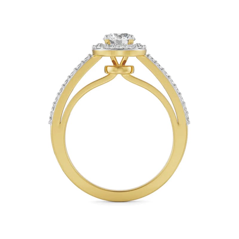 Alisen Round Halo Lab Grown Diamond Solitaire Ring
