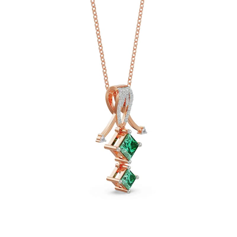 Arrow Emerald Lab Grown Diamond Pendant