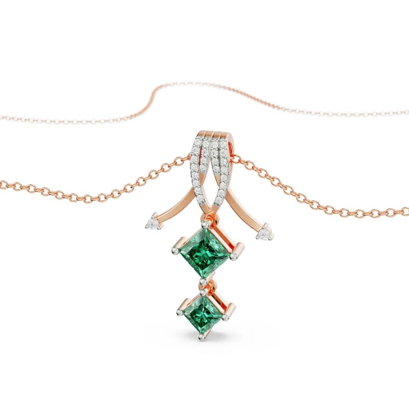 Arrow Emerald Lab Grown Diamond Pendant 9KT