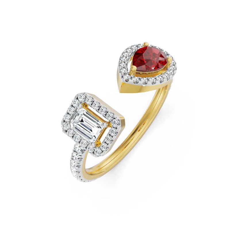 Arrowhead Ruby Lab Grown Diamond Ring_in_stock