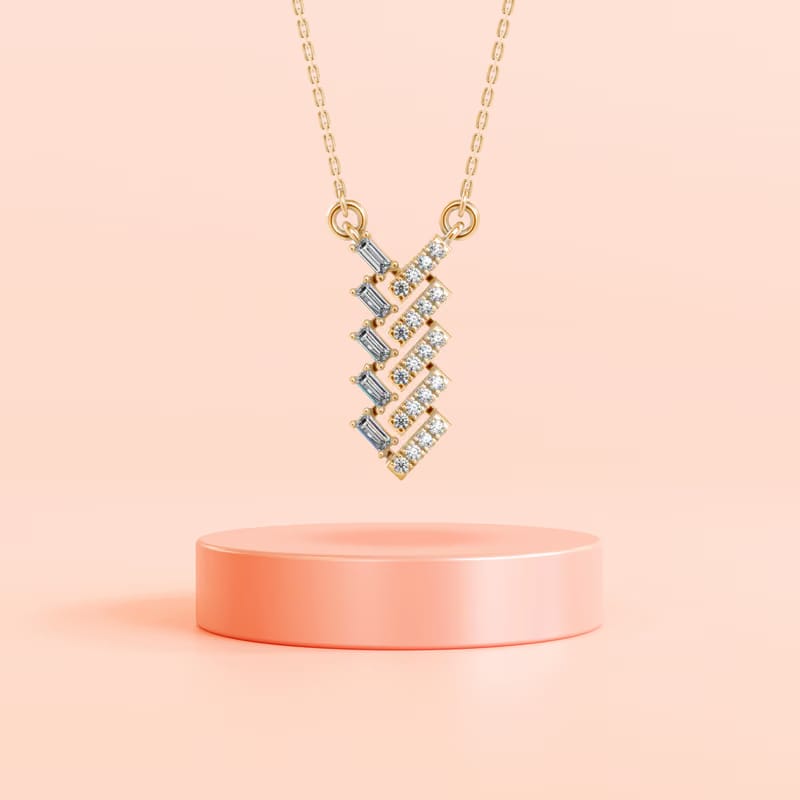Baguette Bar Twist Lab Grown Diamond Necklace