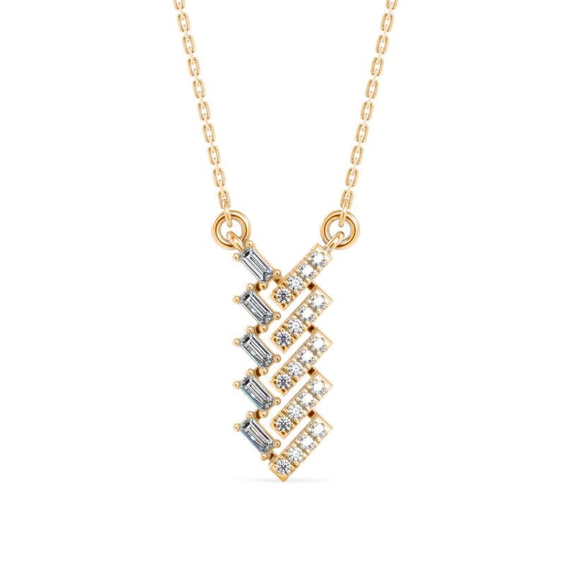 Baguette Bar Twist Lab Grown Diamond Necklace 9KT