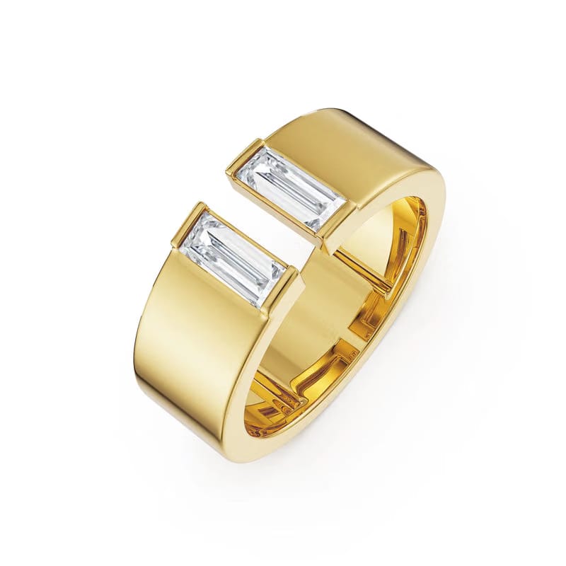 Baguette Lab Grown Diamond Open Ring 9KT