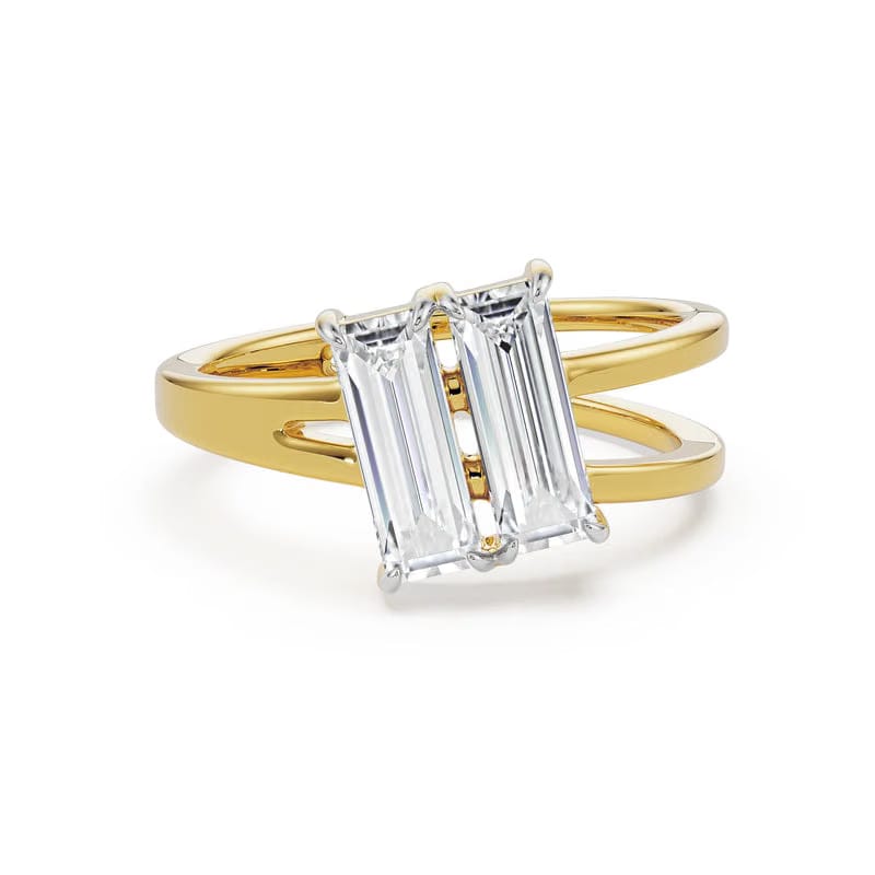 Baguette Lab Grown Diamond V Ring