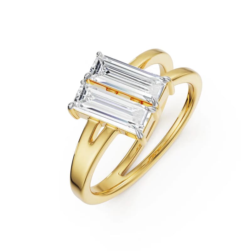 Baguette Lab Grown Diamond V Ring