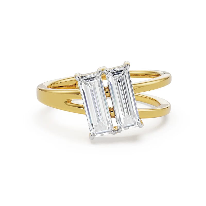 Baguette Lab Grown Diamond V Ring 9KT