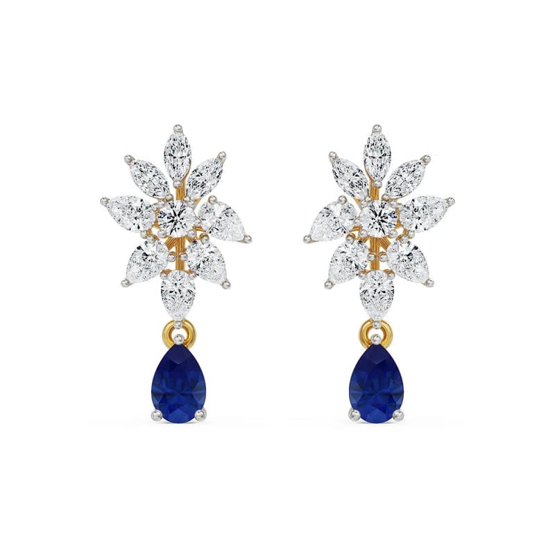Beautiful Blue Lab Grown Diamond Earrings