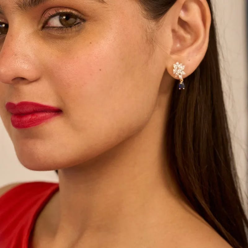 Beautiful Blue Lab Grown Diamond Earrings
