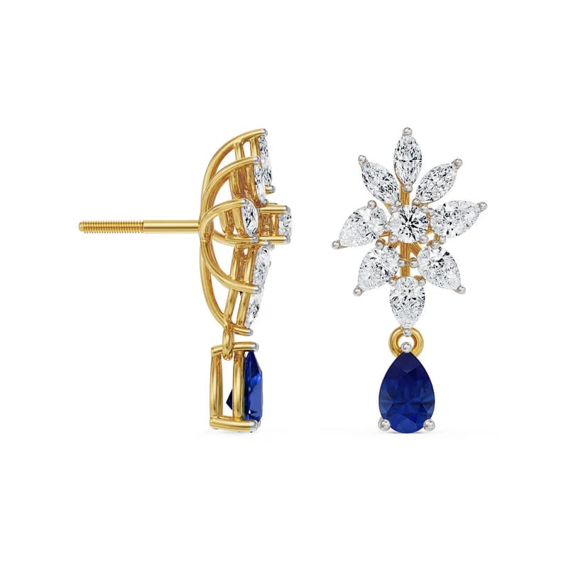 Beautiful Blue Lab Grown Diamond Earrings