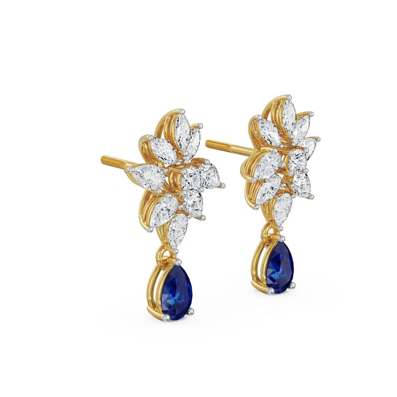 Beautiful Blue Lab Grown Diamond Earrings