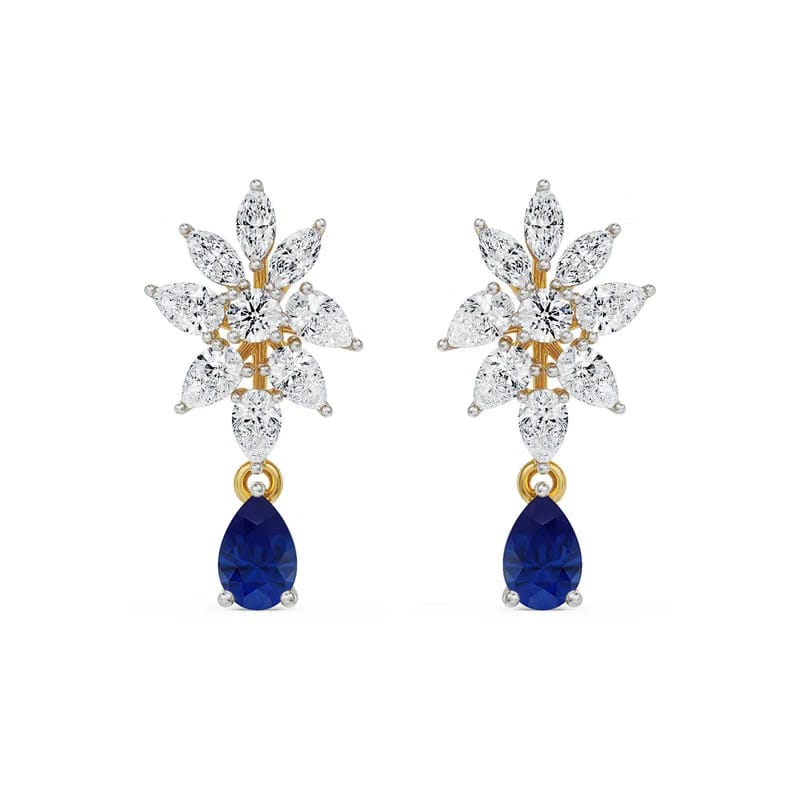 Beautiful Blue Lab Grown Diamond Earrings 9KT