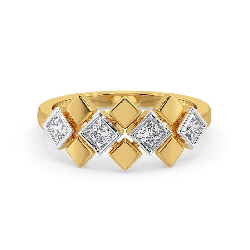 Bezel Princess Cut Lab Diamond Ring 9KT