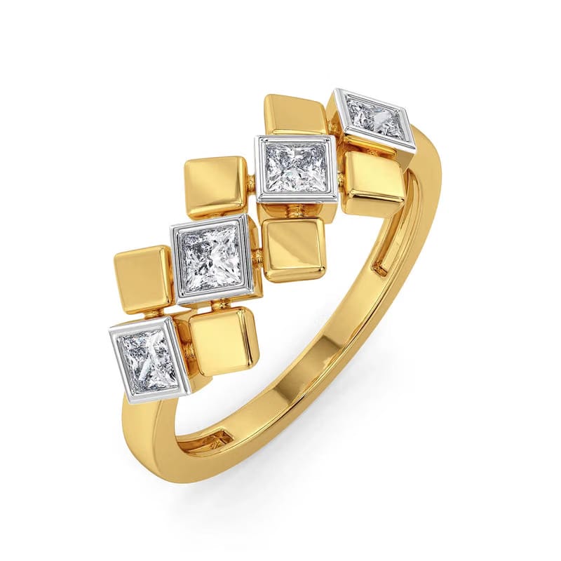 Bezel Princess Cut Lab Diamond Ring 9KT
