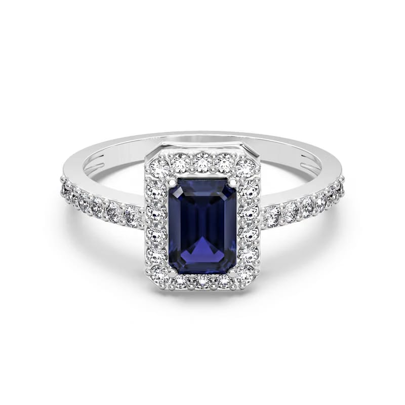 Blue Saphire Lab Grown Diamond Ring