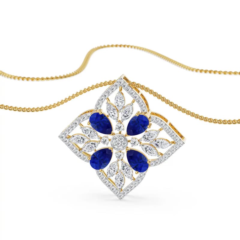Blue Sapphire Lab Diamond Glamour Pendant